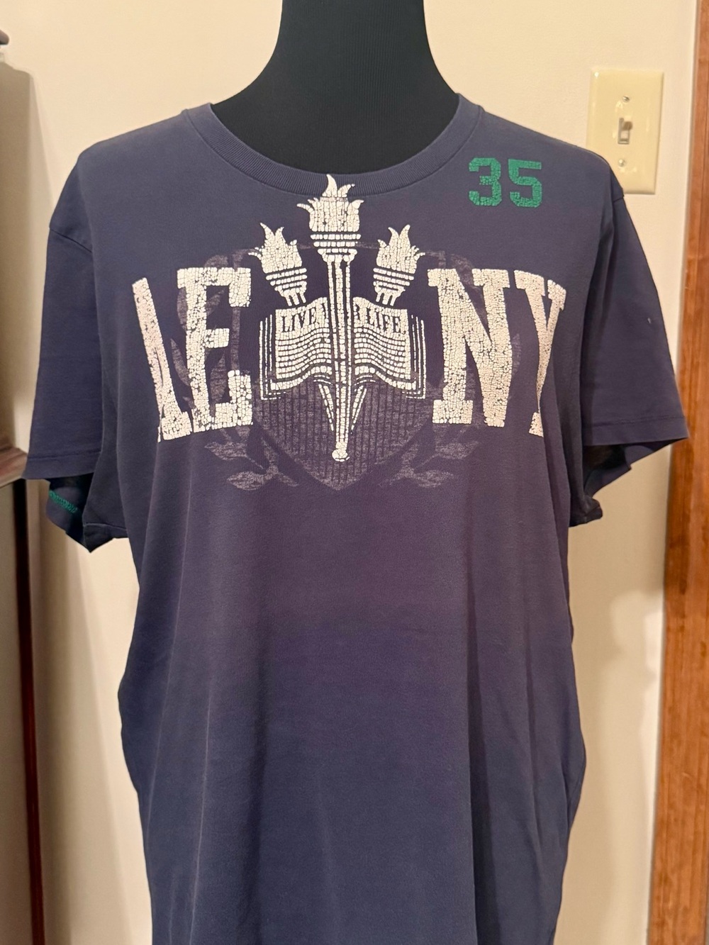 American Eagle Outfitters Mens Graphic Tee Blue AENY Crest T-Shirt Large